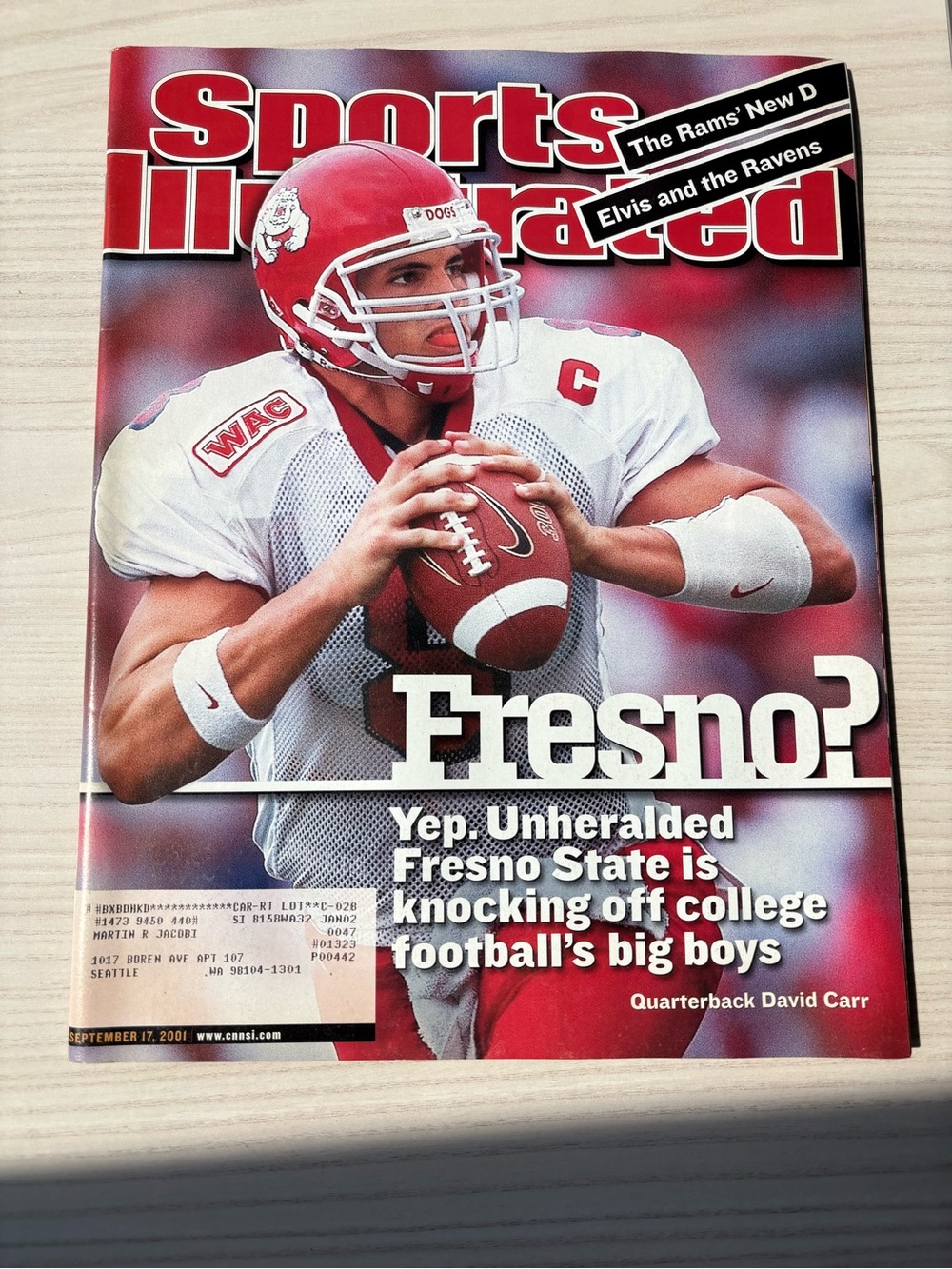 Sports Illustrated September 17, 2001 issue - college football & NFL coverage